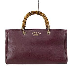 GUCCI Bamboo Shopper Bordeaux Leather Tote Bag bran-796-090625